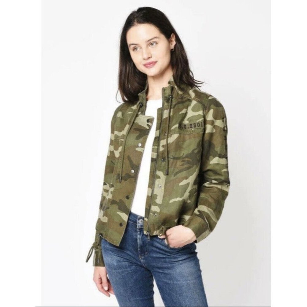 Rails Women's Tennessee Jungle Camo Drawstring Waist Button Jacket SZ S